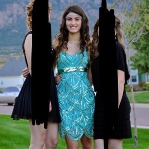 Blue Shiny Homecoming dress size 1/2
